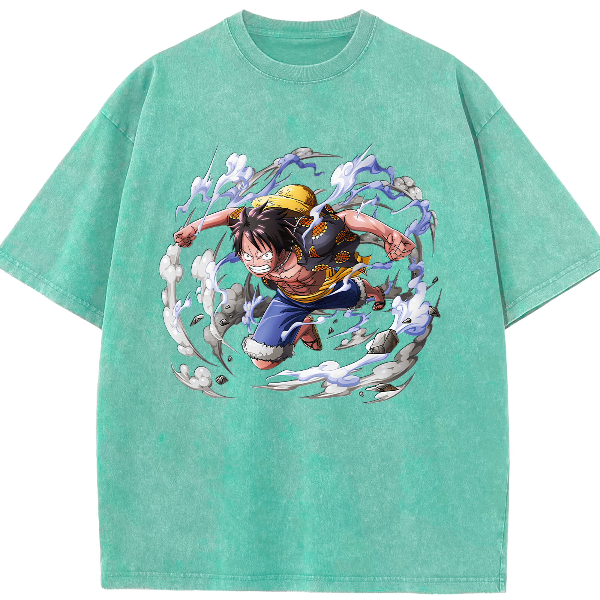 ワンピース モンキー・D・ルフィ ONE PIECE Monkey D. Luffy 綿100% ヴィンテージ風 半袖Tシャツ（フロントプリント）